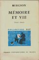  Achetez le livre d'occasion Mémoire et vie de Henri Bergson sur Livrenpoche.com 